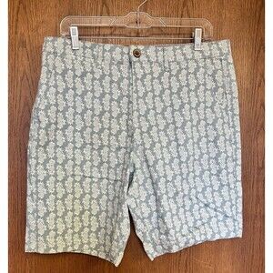 Jachs NY Shorts Mens 32 Bleecker Blue Pineapple Flat Front Chino Beachy Resort